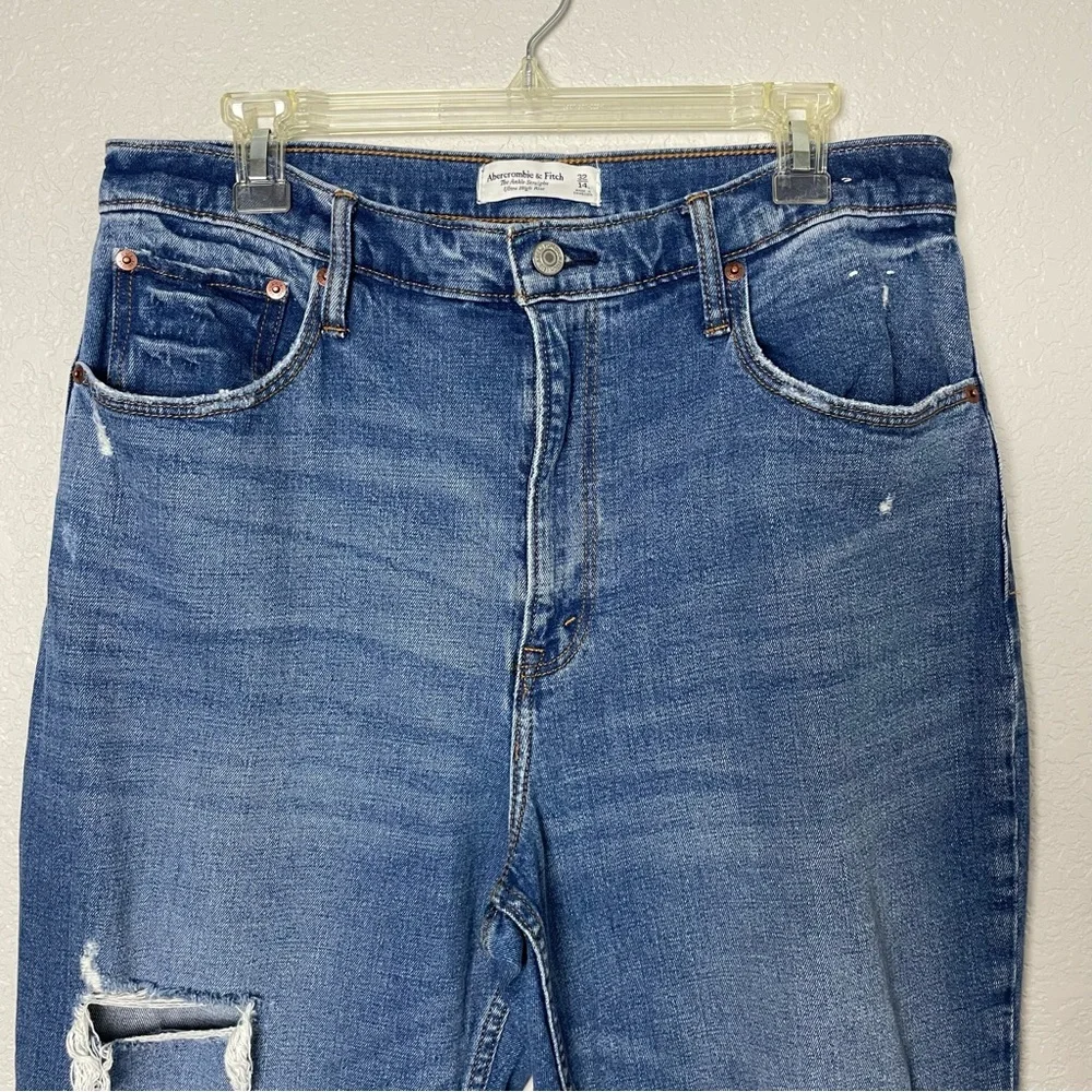 Abercrombie & Fitch Ankle Straight Ultra High Rise Blue Jeans Size 14 Long - Picture 3 of 10